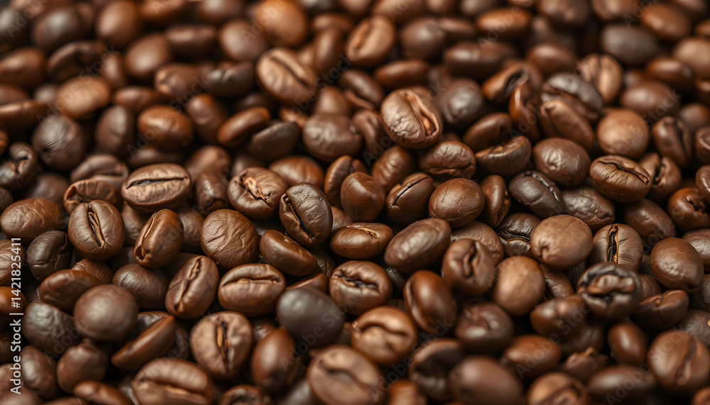 Close up of roasted coffee beans background, enhance. White tone Close up of roasted coffee beans background, enhance. White tone