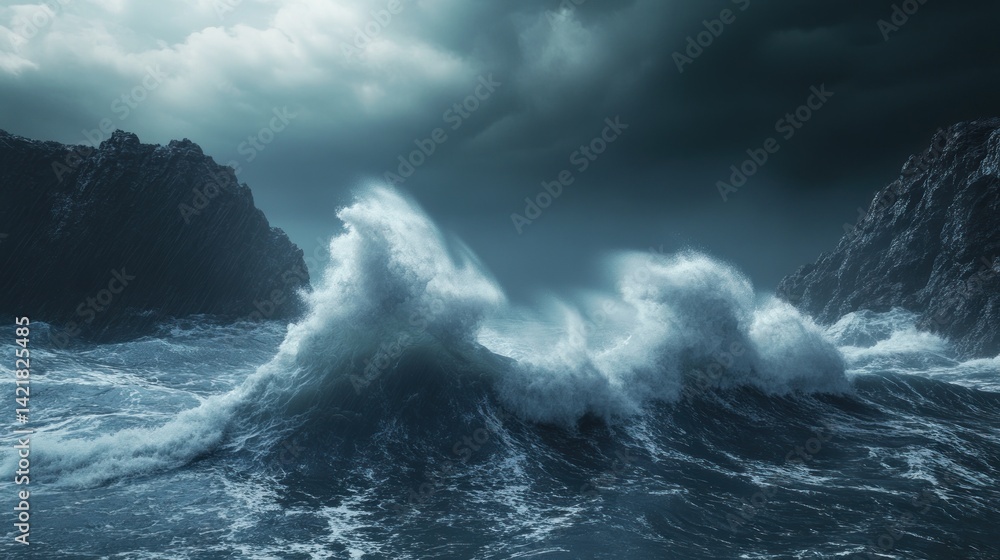 custom made wallpaper toronto digitalPowerful waves crashing against dramatic cliffs under a stormy sky