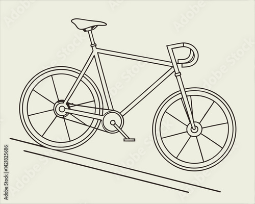 Simple Line Art Illustration of a Road Bicycle on an Incline
