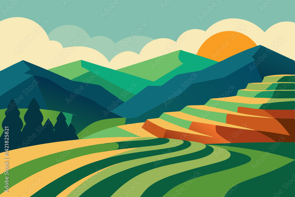 landscape with hills and mountains landscape with hills and mountains