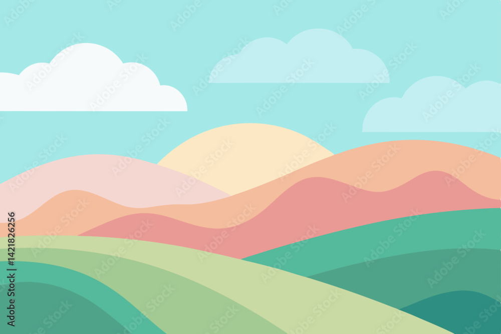 Obraz premium landscape with hills and clouds