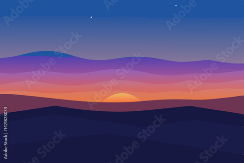 mountain landscape with sunset