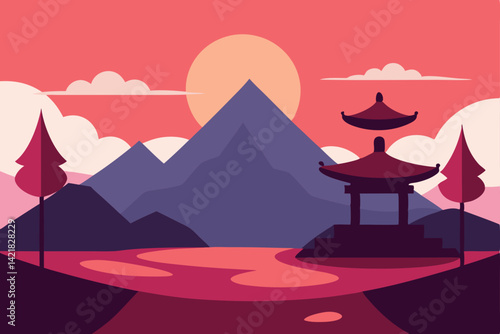 illustration of a landscape with a mountain landscape