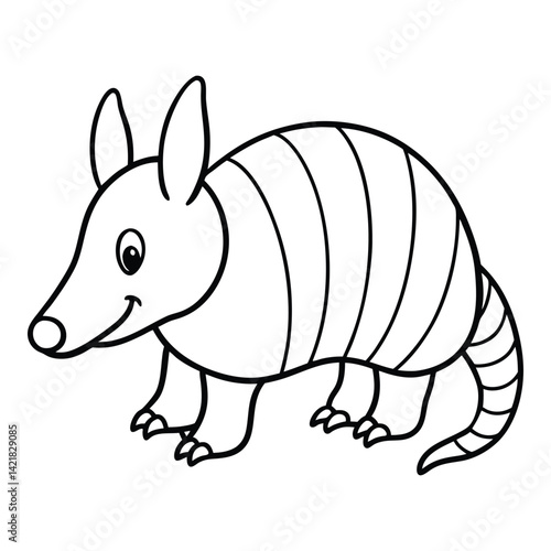 Cute armadillo cartoon illustration line art for coloring pages children education and creative projects
