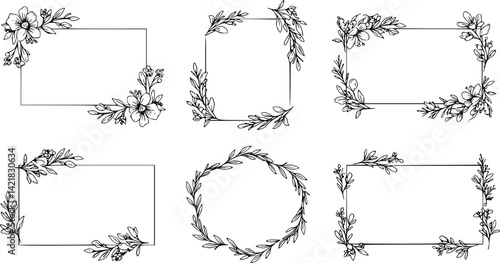 Set of hand drawn vector flowers, tropical leaves, plant, wildflower, rose. eucalyptus. branches. Collection of botanical silhouette element vector. Abstract bouquet in minimalistic flat style