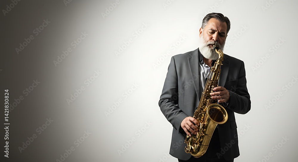 Fototapeta premium man playing saxophone elegant