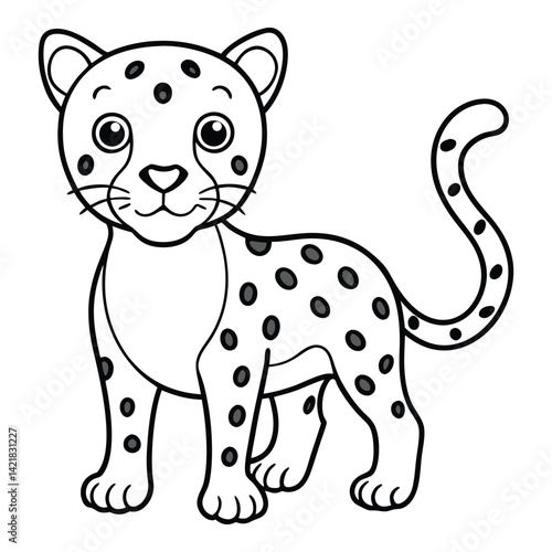 Cute cartoon leopard cub illustration for coloring pages and educational resources animal theme