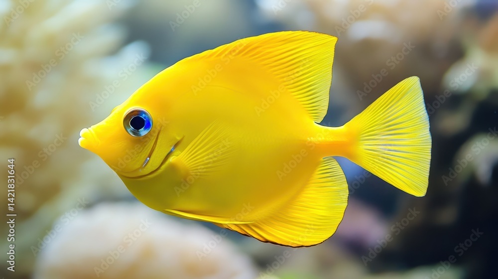 Vibrant Yellow Tang Fish on a Soft White Background: A Stunning Tropical Aquatic Wonder Vibrant Yellow Tang Fish on a Soft White Background: A Stunning Tropical Aquatic Wonder