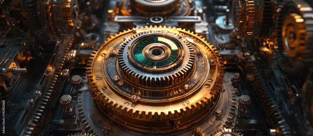 Intricate Golden Gears: A Symphony of Mechanical Precision Intricate Golden Gears: A Symphony of Mechanical Precision
