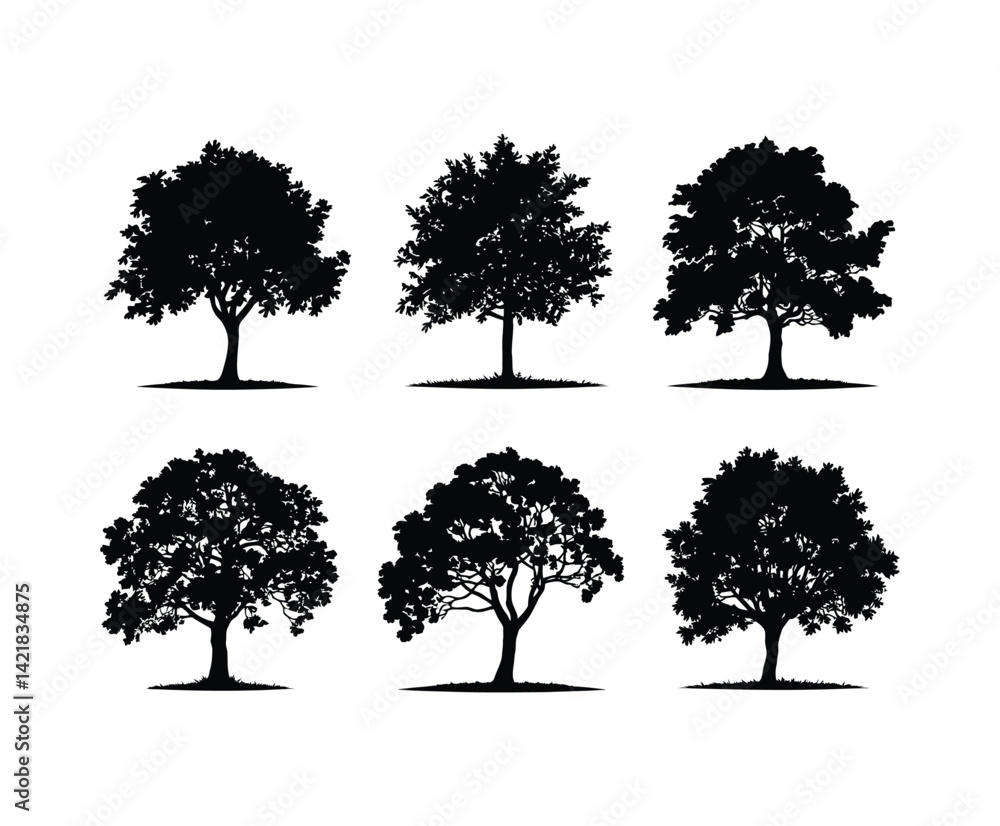 Fototapeta premium Apple Tree Silhouette Vector EPS Template