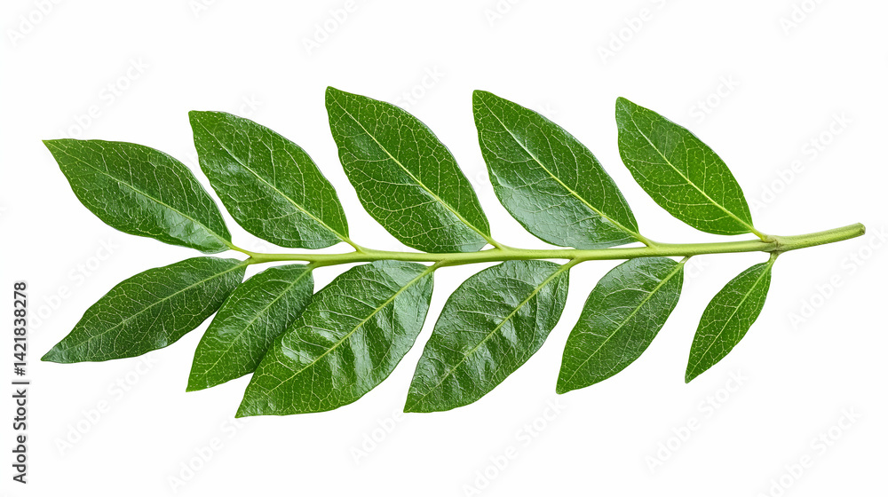 Green Leaves Branch on White Background Green Leaves Branch on White Background