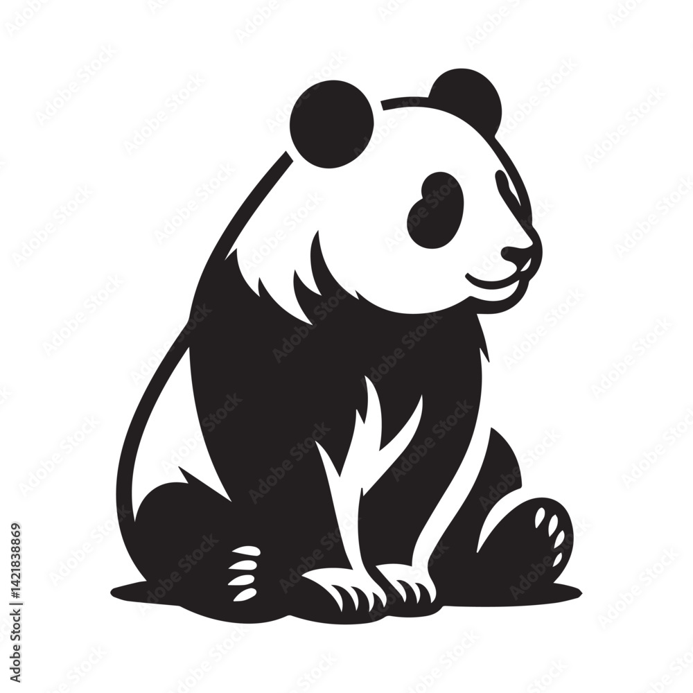 Naklejka premium create a panda Silhouette Vector with white background 