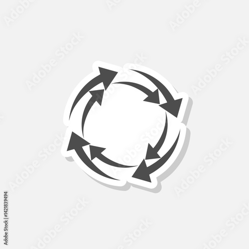 Circular Process Flow Arrows icon sticker isolated on gray background