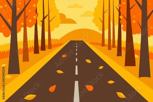 road in autumn forest