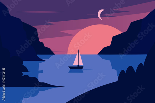 sailboat in the night