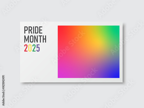 Pride Month 2025 Card. LGBTQ Rainbow flag. Symbol of Pride Month for festival parades and social events. Design for poster, web, banner, and template. Vector illustration.
