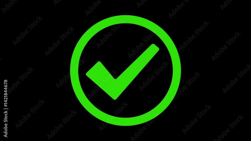 Symbol of check mark inside a circle round animation, symbolizing approval or completion Symbol of check mark inside a circle round animation, symbolizing approval or completion