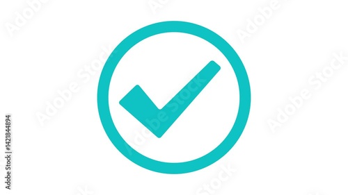 Symbol of check mark inside a circle round animation, symbolizing approval or completion
