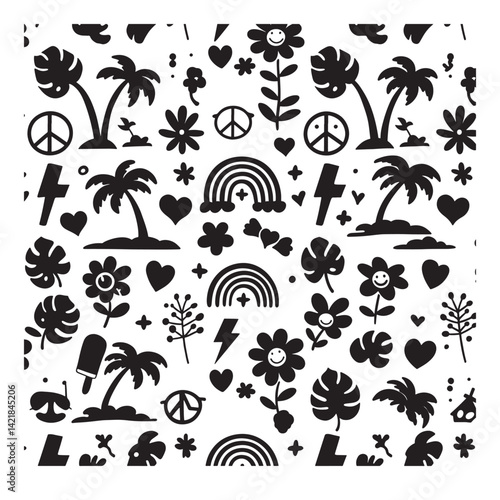 Black and white 70s groovy element