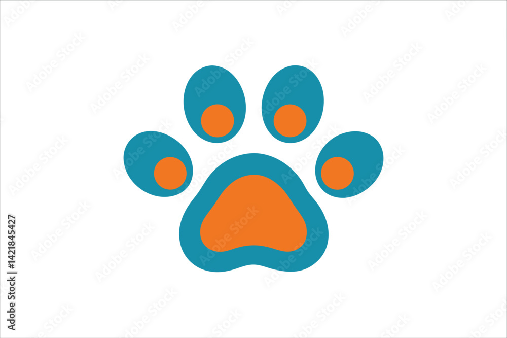Fototapeta premium Modern Vector Icon of a Colorful Dog Paw Isolated on White background
