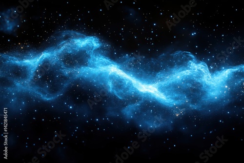 Fototapeta Naklejka Na Ścianę i Meble -  Stunning blue nebula and sparkling stars against the blackness of outer space