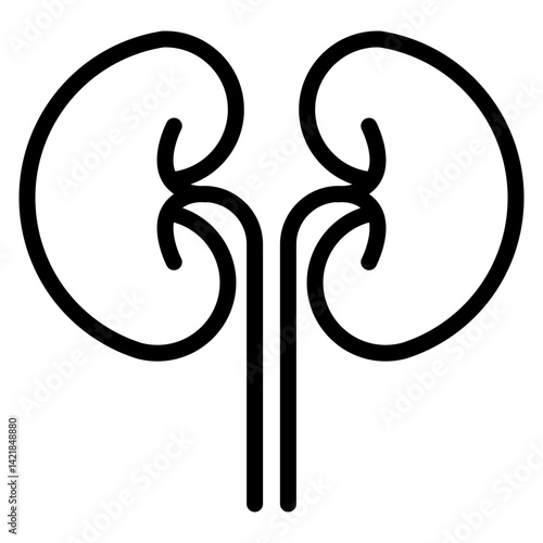 Human Kidneys – Anatomy Outline Icons – Vector Illustration of Renal System for Urology, Nephrology, and Healthcare Education