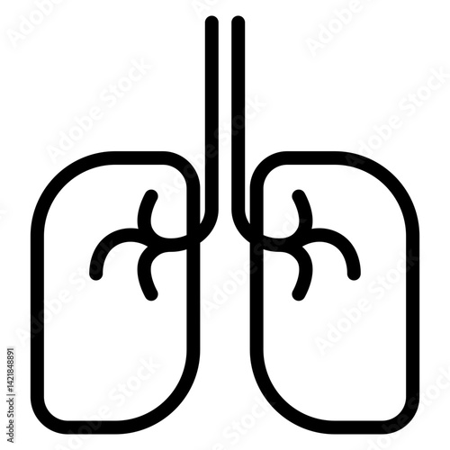 Human Lungs – Anatomy Outline Icons – Vector Illustration of Respiratory Organs for Pulmonology, Breathing, and Medical Use