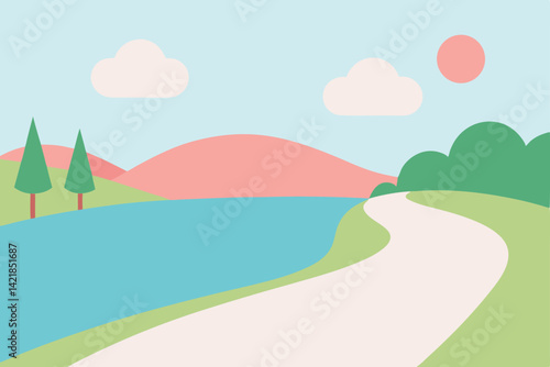 summer landscape with mountains and blue sky