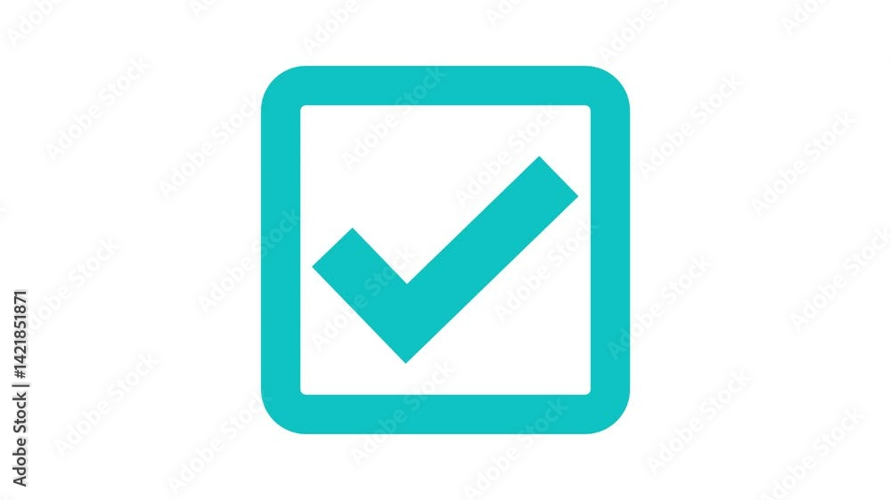 Check box inside a square shape box animation, symbolizing approval or completion Check box inside a square shape box animation, symbolizing approval or completion