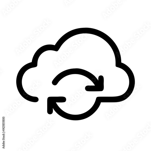 cloud sync icon on transparent background for apps and websites