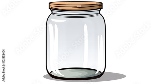 Illustration of a cartoon empty glass jar for creative projects and designs
