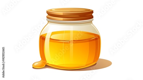 Cute Cartoon Illustration of Jar of Honey - Fun and Playful Vector Drawing