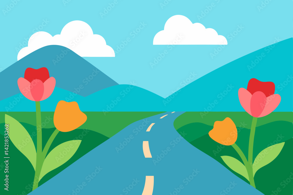 Fototapeta premium spring landscape with flowers