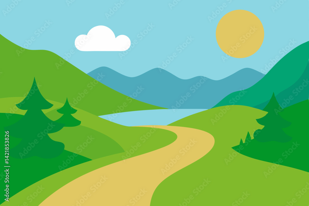 Fototapeta premium landscape with mountains and blue sky