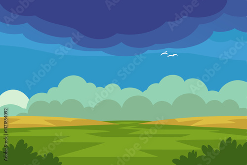 landscape with mountains and blue sky