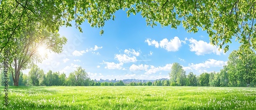 Fototapeta Naklejka Na Ścianę i Meble -  Sunny Meadow Landscape (1)