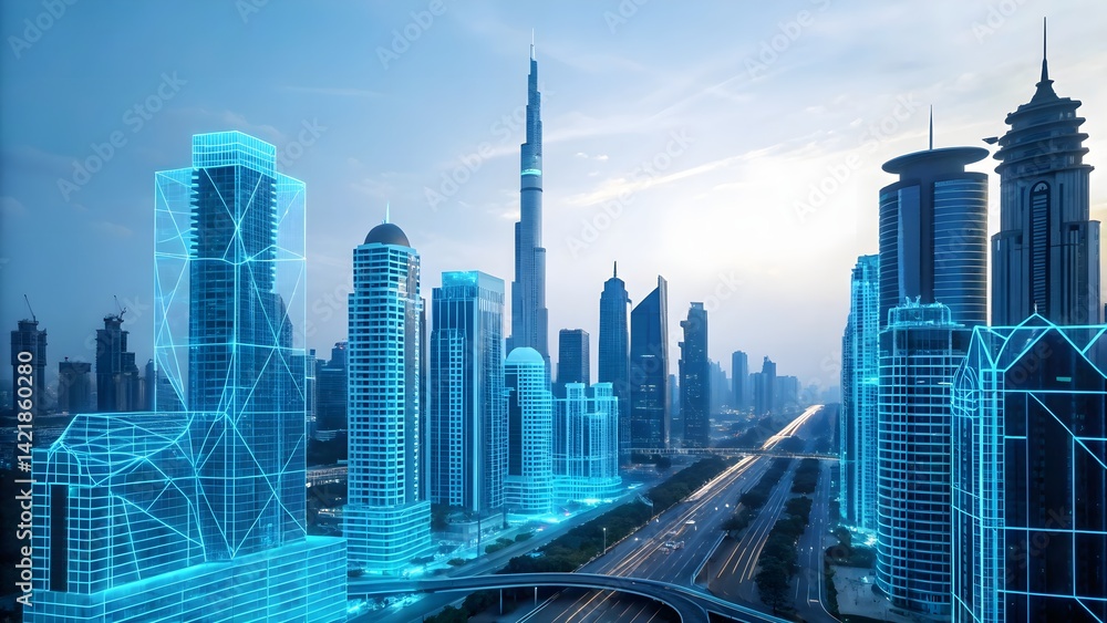 Obraz premium shanghai skyline at night