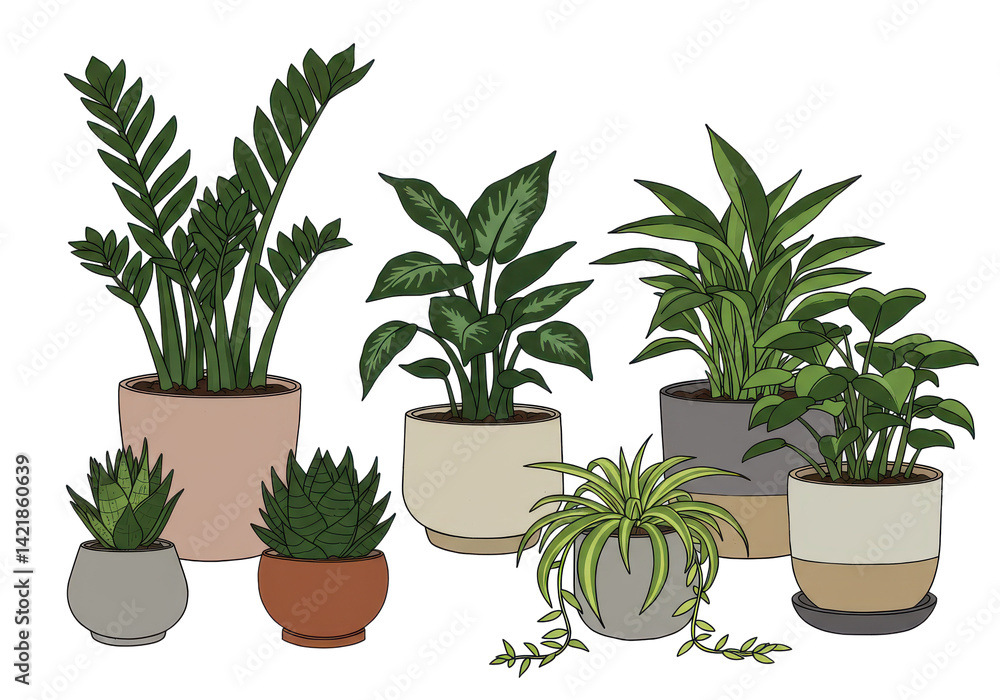 Obraz premium Assorted houseplants in pots