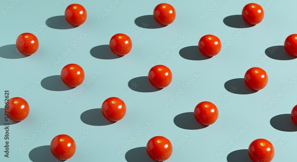 Cherry Tomatoes Aligned in Perfect Diagonals Cherry Tomatoes Aligned in Perfect Diagonals