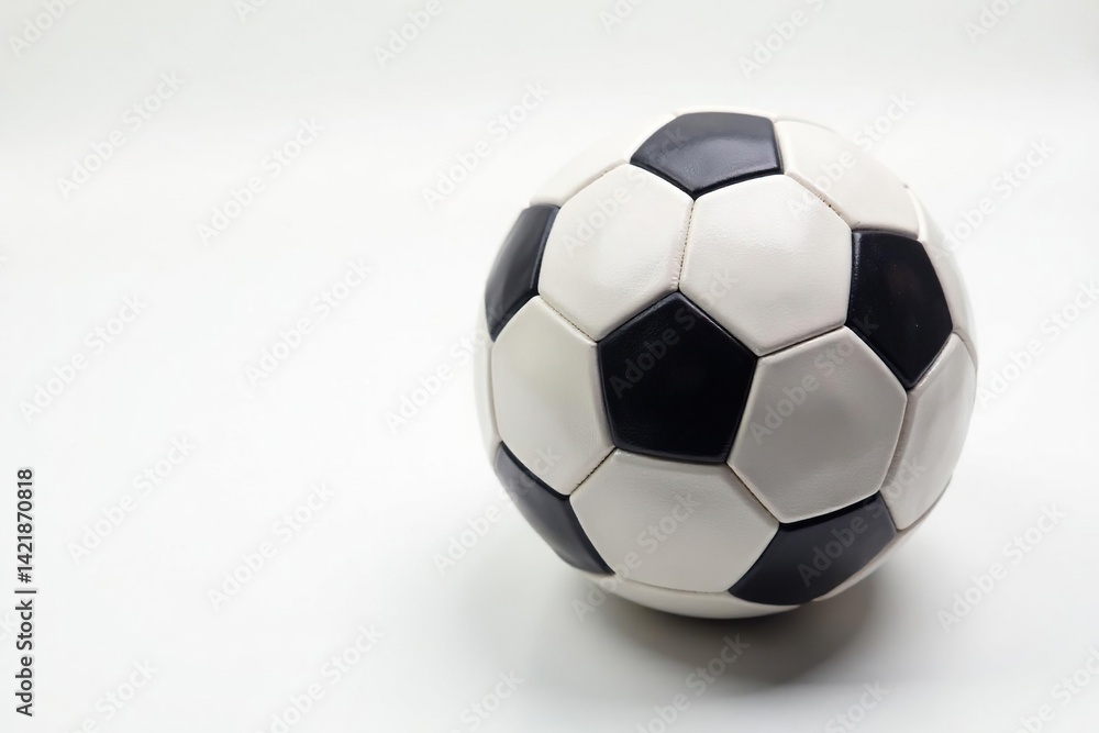 Fototapeta premium High-angle view of football against white backdrop , stadium, equipment, game