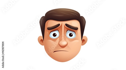 Funny male face icon with lump and hurt expression for designs and illustrations