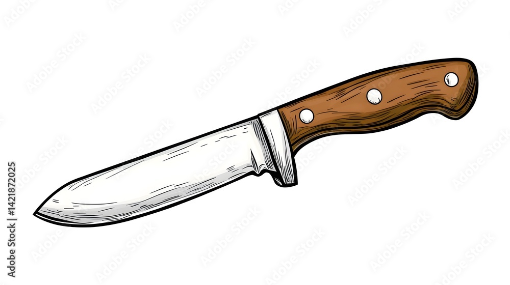 Kitchen Knife Line Drawing Cartoon Vector Illustration for Culinary Designs Kitchen Knife Line Drawing Cartoon Vector Illustration for Culinary Designs