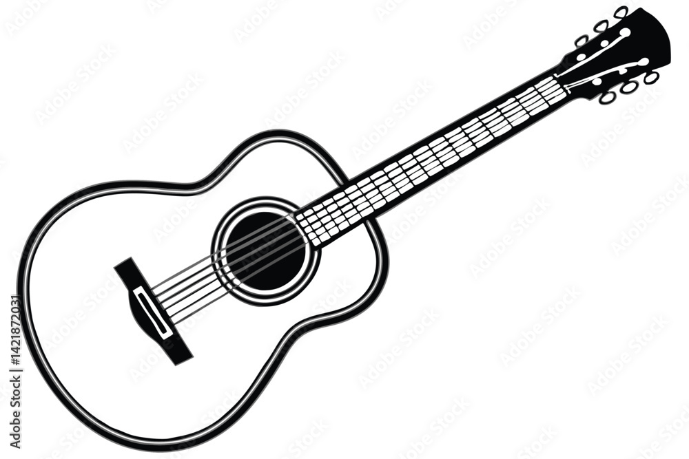 Fototapeta premium Guitar icon set. Acoustic guitar silhouette Vector.