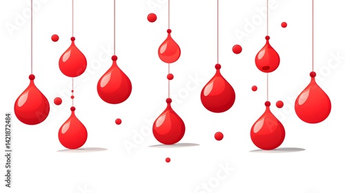 Professional Stock Vector Illustration of Red Blood Type Drops and Blood Donation