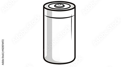 Detailed Line Drawing Cartoon Illustration of a Battery - Stock Vector