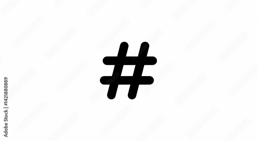 Fototapeta premium Sharp Hashtag Symbol in Bold Black on White Background