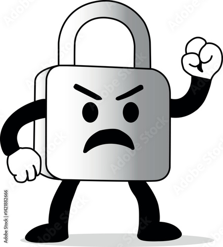 The gray padlock vector looks like it is angry and the gray color shows a strong defense against the invading virus