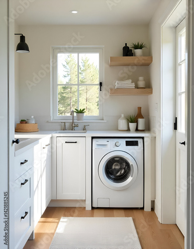 modern kitchen interior with kitchen sink