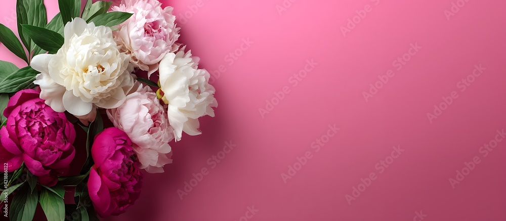 Elegant peony bouquet on a pink background — perfect for spring vibes and romantic designs Elegant peony bouquet on a pink background — perfect for spring vibes and romantic designs