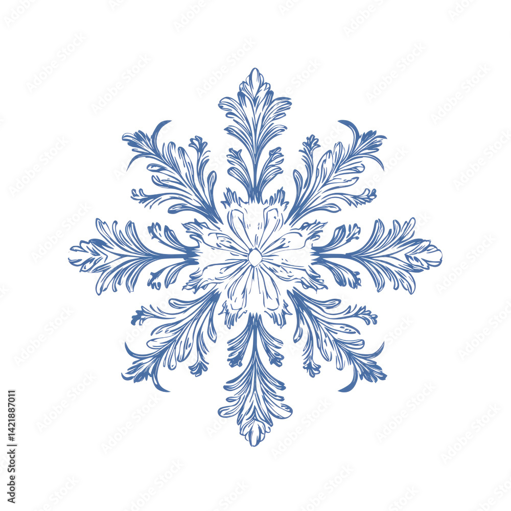 Elegant Blue Snowflake Design - Intricate Floral Pattern Elegant Blue Snowflake Design - Intricate Floral Pattern